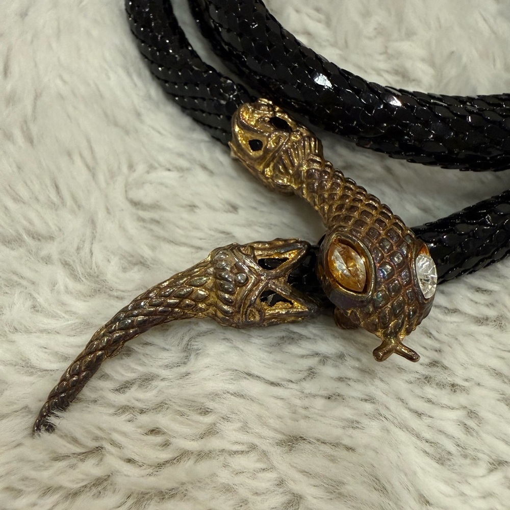 Rare Vintage DL Auld Black Mesh Snake Belt / Necklace / Wrap Bracelet - Picture 2 of 4